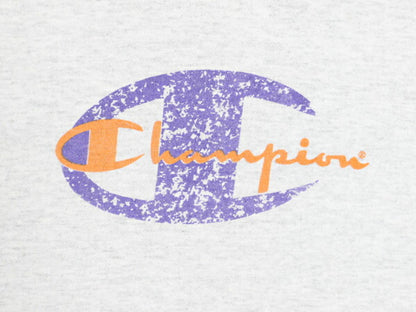 90s USA製 チャンピオン オーバー プリント 半袖 Tシャツ メンズ XL オールド Champion シングルステッチ 大きいサイズ バックプリント 灰