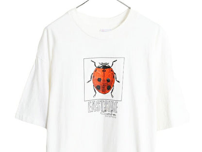 90s てんとう虫 アート イラスト プリント 半袖 Tシャツ メンズ XL 古着 オールド 昆虫 ヘビーウェイト 大きいサイズ シングルステッチ 白