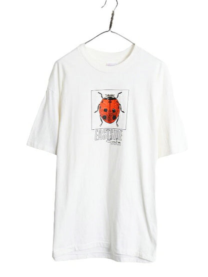 90s てんとう虫 アート イラスト プリント 半袖 Tシャツ メンズ XL 古着 オールド 昆虫 ヘビーウェイト 大きいサイズ シングルステッチ 白