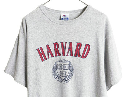 90s チャンピオン ハーバード カレッジ プリント Tシャツ メンズ L / 90年代 オールド Champion 半袖Tシャツ ヘビーウェイト 霜降り グレー