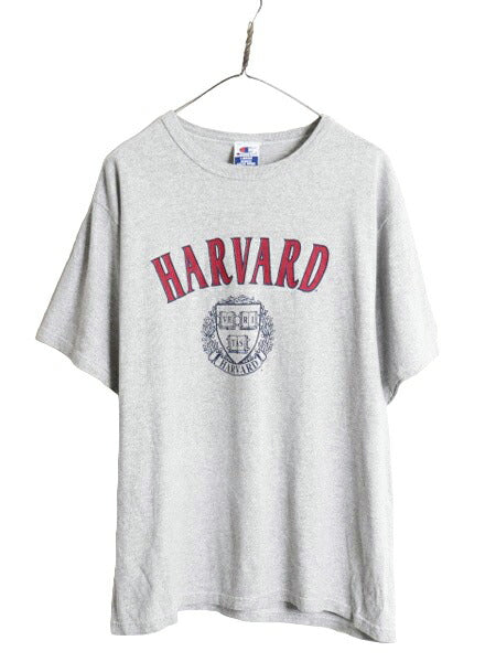 90s チャンピオン ハーバード カレッジ プリント Tシャツ メンズ L / 90年代 オールド Champion 半袖Tシャツ ヘビーウェイト 霜降り グレー