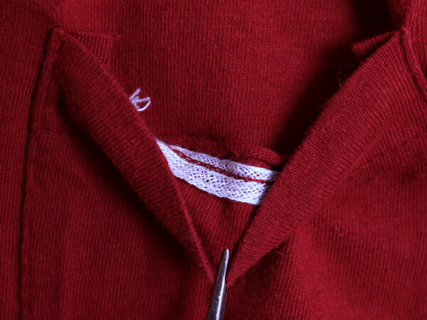 80s USA製 フルーツオブザルーム ポケット付き 無地 半袖 Tシャツ メンズ M / ヴィンテージ ポケT 無地T シングルステッチ 耳付き エンジ