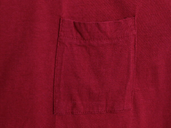 80s USA製 フルーツオブザルーム ポケット付き 無地 半袖 Tシャツ メンズ M / ヴィンテージ ポケT 無地T シングルステッチ 耳付き エンジ