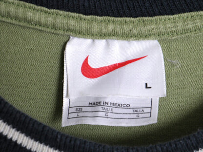 90s ナイキ 半袖 リンガー Tシャツ メンズ L / 古着 90年代 オールド 当時物 NIKE スモール スウッシュ ワンポイント ヘビーウェイト ロゴT