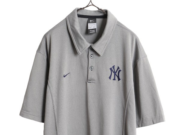 MLB オフィシャル ナイキ ヤンキース 半袖 ポロシャツ メンズ XL NIKE ベースボール スウッシュ 大きいサイズ メジャーリーグ プルオーバー