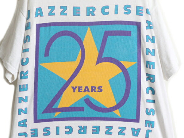 90s ■ Jazzercise プリント 半袖 Tシャツ メンズ XL 90年代 オールド 企業物 イラスト グラフィック シングルステッチ ヘビーウェイト 白