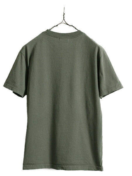 00s ■ ドッグ イラスト プリント 半袖 Tシャツ メンズ M 古着 00年代 オールド ハンティング アート アニマル ヘビーウェイト オリーブ 緑
