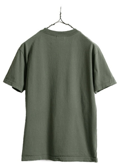 00s ■ ドッグ イラスト プリント 半袖 Tシャツ メンズ M 古着 00年代 オールド ハンティング アート アニマル ヘビーウェイト オリーブ 緑