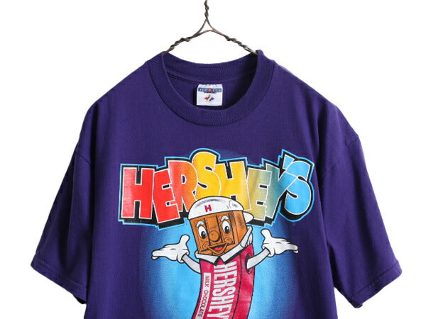 90s ■ HERSHEY'S キャラクター プリント 半袖 Tシャツ メンズ L 程 90年代 ハーシーズ 企業物 イラスト グラフィック オフィシャル 当時物