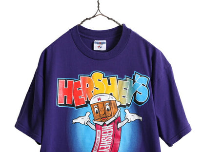 90s ■ HERSHEY'S キャラクター プリント 半袖 Tシャツ メンズ L 程 90年代 ハーシーズ 企業物 イラスト グラフィック オフィシャル 当時物