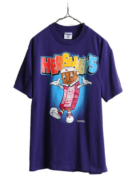 90s ■ HERSHEY'S キャラクター プリント 半袖 Tシャツ メンズ L 程 90年代 ハーシーズ 企業物 イラスト グラフィック オフィシャル 当時物