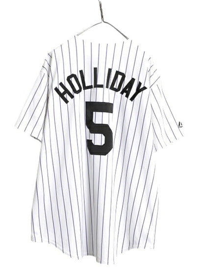 ロッキーズ ベースボール シャツ メンズ XXL 程/ MLB オフィシャル マジェスティック 大リーグ ユニフォーム ジャージ 重ね着 大きいサイズ