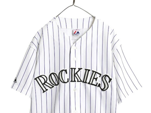 ロッキーズ ベースボール シャツ メンズ XXL 程/ MLB オフィシャル マジェスティック 大リーグ ユニフォーム ジャージ 重ね着 大きいサイズ