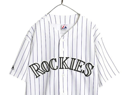 ロッキーズ ベースボール シャツ メンズ XXL 程/ MLB オフィシャル マジェスティック 大リーグ ユニフォーム ジャージ 重ね着 大きいサイズ