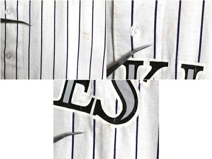 90s USA製 ロッキーズ ベースボール シャツ メンズ L / オールド MLB オフィシャル ラッセル 大リーグ ユニフォーム ゲームシャツ コットン