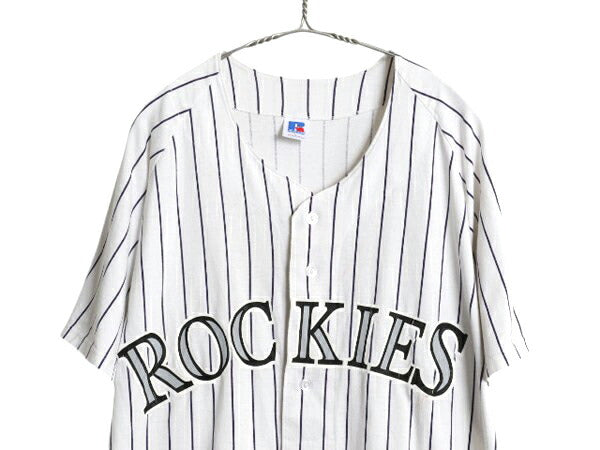 90s USA製 ロッキーズ ベースボール シャツ メンズ L / オールド MLB オフィシャル ラッセル 大リーグ ユニフォーム ゲームシャツ コットン