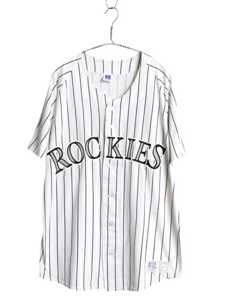 90s USA製 ロッキーズ ベースボール シャツ メンズ L / オールド MLB オフィシャル ラッセル 大リーグ ユニフォーム ゲームシャツ コットン