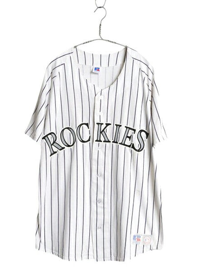 90s USA製 ロッキーズ ベースボール シャツ メンズ L / オールド MLB オフィシャル ラッセル 大リーグ ユニフォーム ゲームシャツ コットン