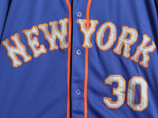 メッツ ベースボール シャツ メンズ XXXL 程 MLB オフィシャル マジェスティック 大リーグ ユニフォーム ゲームシャツ 大きいサイズ 重ね着