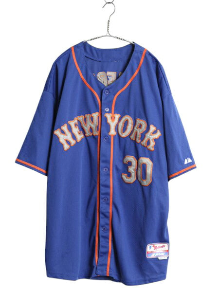 メッツ ベースボール シャツ メンズ XXXL 程 MLB オフィシャル マジェスティック 大リーグ ユニフォーム ゲームシャツ 大きいサイズ 重ね着