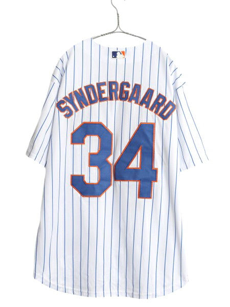 メッツ ベースボール シャツ メンズ L 古着 MLB オフィシャル マジェスティック 大リーグ ユニフォーム ゲームシャツ ジャージ 半袖シャツ