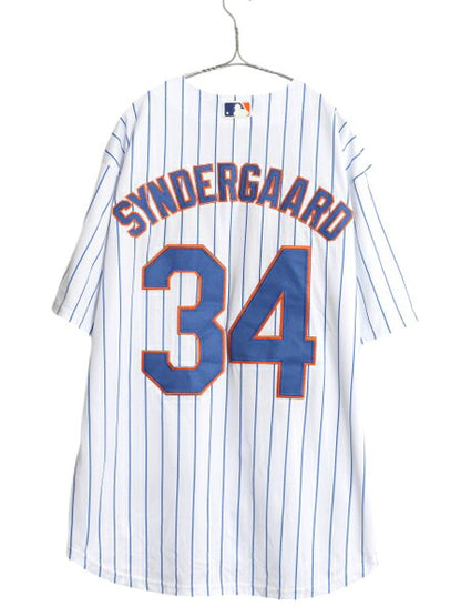 メッツ ベースボール シャツ メンズ L 古着 MLB オフィシャル マジェスティック 大リーグ ユニフォーム ゲームシャツ ジャージ 半袖シャツ