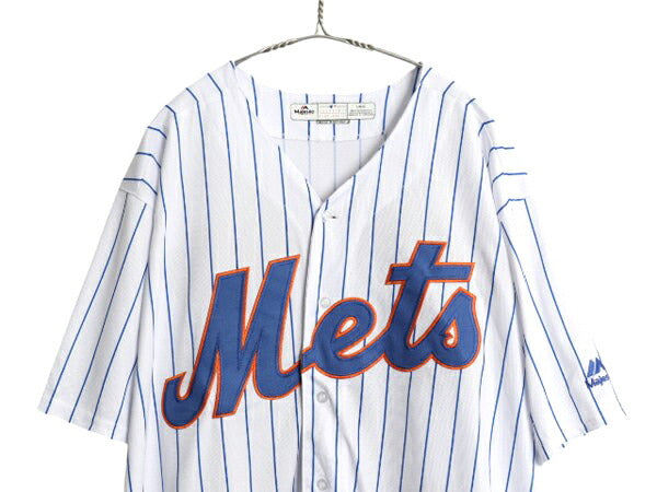 メッツ ベースボール シャツ メンズ L 古着 MLB オフィシャル マジェスティック 大リーグ ユニフォーム ゲームシャツ ジャージ 半袖シャツ
