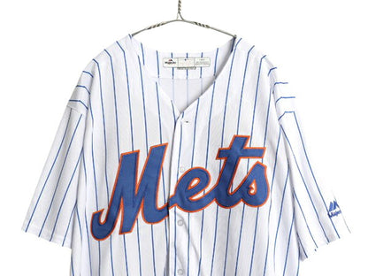 メッツ ベースボール シャツ メンズ L 古着 MLB オフィシャル マジェスティック 大リーグ ユニフォーム ゲームシャツ ジャージ 半袖シャツ