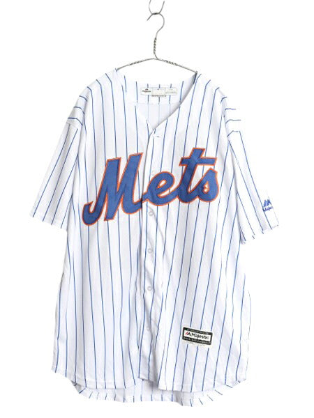 メッツ ベースボール シャツ メンズ L 古着 MLB オフィシャル マジェスティック 大リーグ ユニフォーム ゲームシャツ ジャージ 半袖シャツ