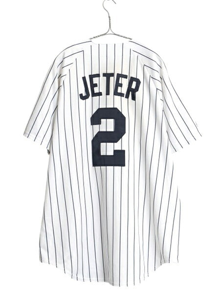 USA製 ヤンキース ベースボール シャツ メンズ L / 古着 MLB オフィシャル マジェスティック 大リーグ ユニフォーム ゲームシャツ ジャージ