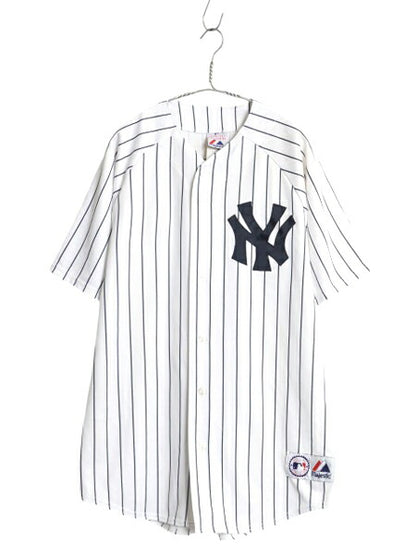 USA製 ヤンキース ベースボール シャツ メンズ L / 古着 MLB オフィシャル マジェスティック 大リーグ ユニフォーム ゲームシャツ ジャージ