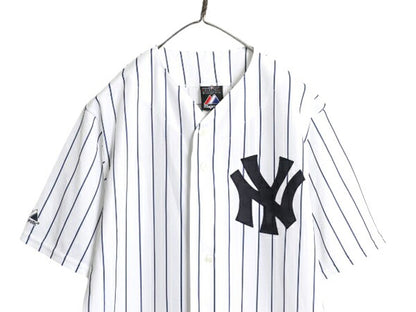 USA製 ヤンキース ベースボール シャツ メンズ S / 古着 MLB オフィシャル マジェスティック 大リーグ ユニフォーム ゲームシャツ ジャージ