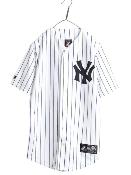 USA製 ヤンキース ベースボール シャツ メンズ S / 古着 MLB オフィシャル マジェスティック 大リーグ ユニフォーム ゲームシャツ ジャージ