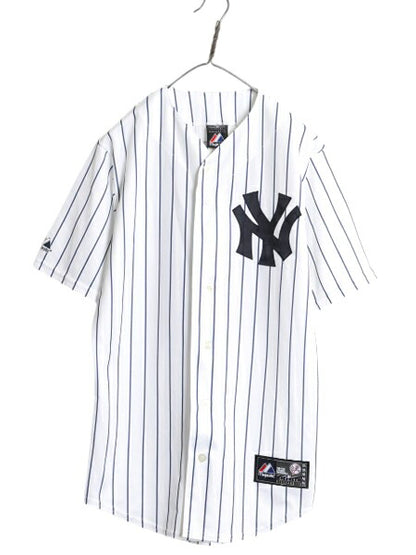 USA製 ヤンキース ベースボール シャツ メンズ S / 古着 MLB オフィシャル マジェスティック 大リーグ ユニフォーム ゲームシャツ ジャージ