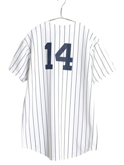 ヤンキース ベースボール シャツ メンズ S 程/ MLB オフィシャル マジェスティック 大リーグ ユニフォーム ゲームシャツ 半袖シャツ 重ね着