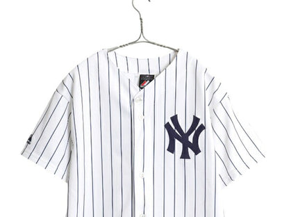 ヤンキース ベースボール シャツ メンズ S 程/ MLB オフィシャル マジェスティック 大リーグ ユニフォーム ゲームシャツ 半袖シャツ 重ね着