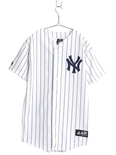 ヤンキース ベースボール シャツ メンズ S 程/ MLB オフィシャル マジェスティック 大リーグ ユニフォーム ゲームシャツ 半袖シャツ 重ね着