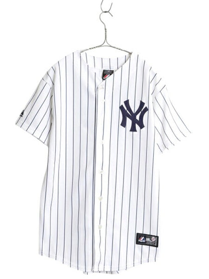 ヤンキース ベースボール シャツ メンズ S 程/ MLB オフィシャル マジェスティック 大リーグ ユニフォーム ゲームシャツ 半袖シャツ 重ね着