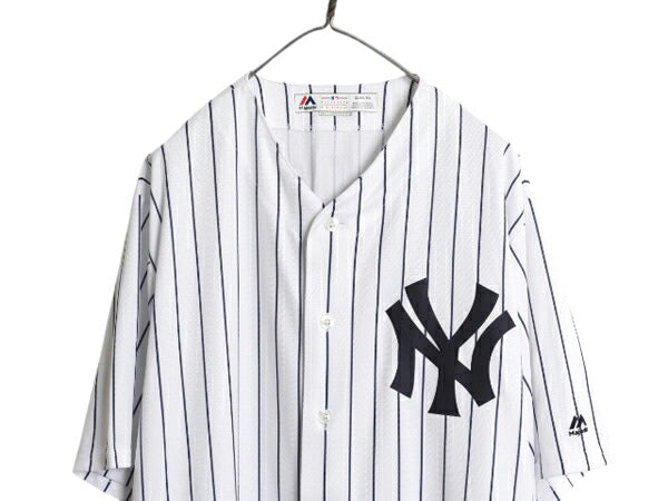 ヤンキース ベースボール シャツ メンズ XL / MLB オフィシャル マジェスティック 大リーグ ユニフォーム 大きいサイズ 重ね着 半袖シャツ