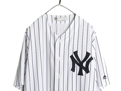 ヤンキース ベースボール シャツ メンズ XL / MLB オフィシャル マジェスティック 大リーグ ユニフォーム 大きいサイズ 重ね着 半袖シャツ