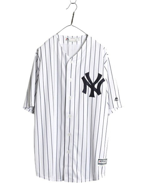 ヤンキース ベースボール シャツ メンズ XL / MLB オフィシャル マジェスティック 大リーグ ユニフォーム 大きいサイズ 重ね着 半袖シャツ