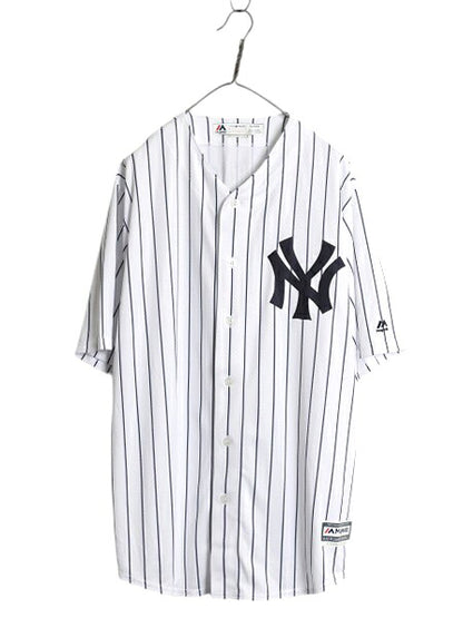 ヤンキース ベースボール シャツ メンズ XL / MLB オフィシャル マジェスティック 大リーグ ユニフォーム 大きいサイズ 重ね着 半袖シャツ
