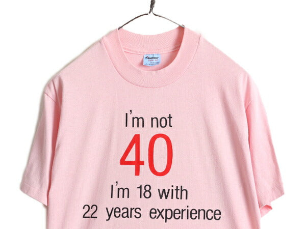 80s USA製 ■ ジョーク メッセージ プリント 半袖 Tシャツ ( メンズ L 小さめ M 程) 80年代 ビンテージ イラスト シングルステッチ ピンク