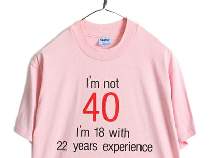 80s USA製 ■ ジョーク メッセージ プリント 半袖 Tシャツ ( メンズ L 小さめ M 程) 80年代 ビンテージ イラスト シングルステッチ ピンク