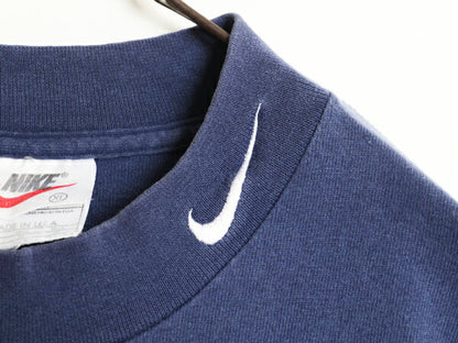 90s USA製 ナイキ モックネック 長袖 Tシャツ メンズ XL 古着 90年代 オールド ロンT スウッシュ ハイネック 大きいサイズ ヘビーウェイト