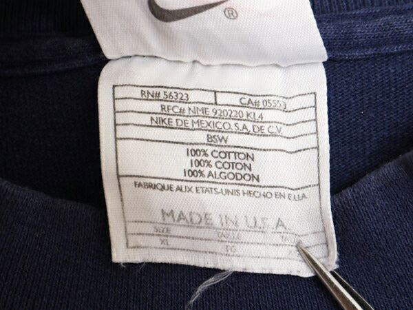 90s USA製 ナイキ モックネック 長袖 Tシャツ メンズ XL 古着 90年代 オールド ロンT スウッシュ ハイネック 大きいサイズ ヘビーウェイト