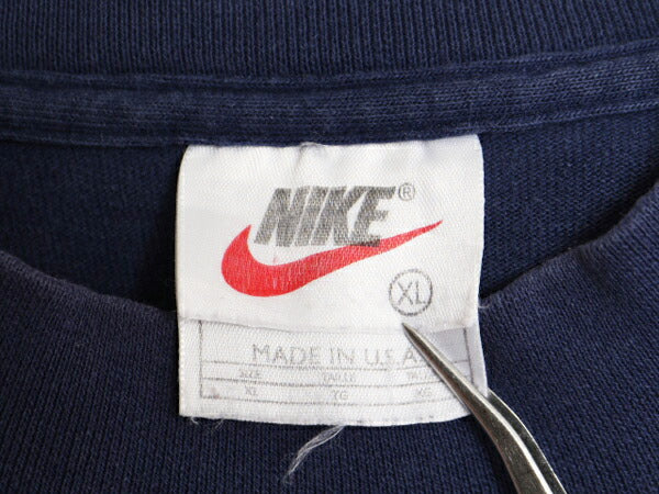 90s USA製 ナイキ モックネック 長袖 Tシャツ メンズ XL 古着 90年代 オールド ロンT スウッシュ ハイネック 大きいサイズ ヘビーウェイト