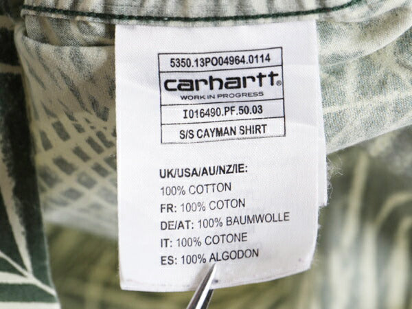 カーハート WIP 総柄 半袖 ボタンダウン シャツ メンズ M / Carhartt ワーク 半袖シャツ アロハ ハワイアン ポケット付き ワンポイント BD