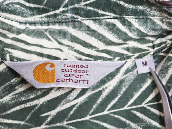 カーハート WIP 総柄 半袖 ボタンダウン シャツ メンズ M / Carhartt ワーク 半袖シャツ アロハ ハワイアン ポケット付き ワンポイント BD