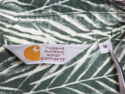 カーハート WIP 総柄 半袖 ボタンダウン シャツ メンズ M / Carhartt ワーク 半袖シャツ アロハ ハワイアン ポケット付き ワンポイント BD